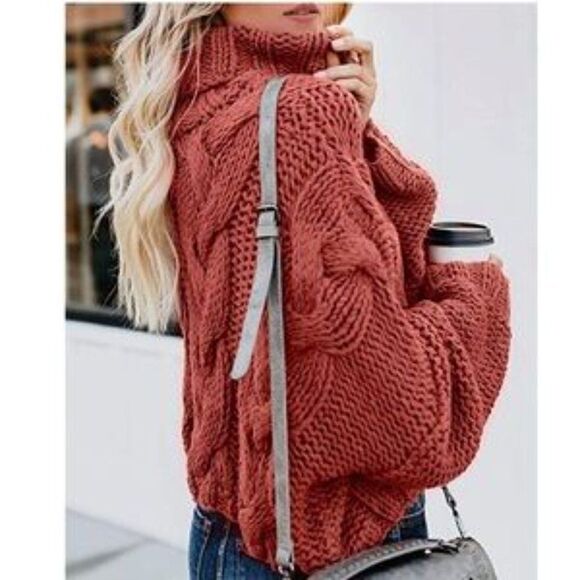 New Chunky Loose Ballon Sleeve Knit Sweater - Picture 9 of 11